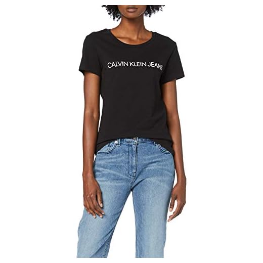 Calvin Klein Jeans Dam Core Institutional Logo Slim Fit T-shirt, Svart (Ck Black 099), S