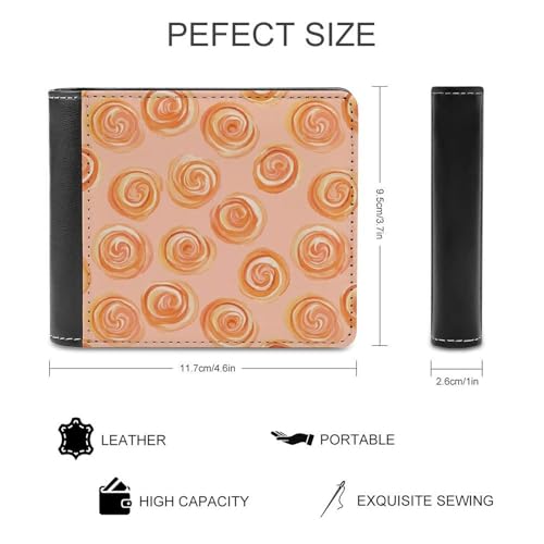 Cinnamon Buns in Peach Cute Slim Bifold Wallet for Men Stylish Front Pocket Purse with Card Holder Slots2