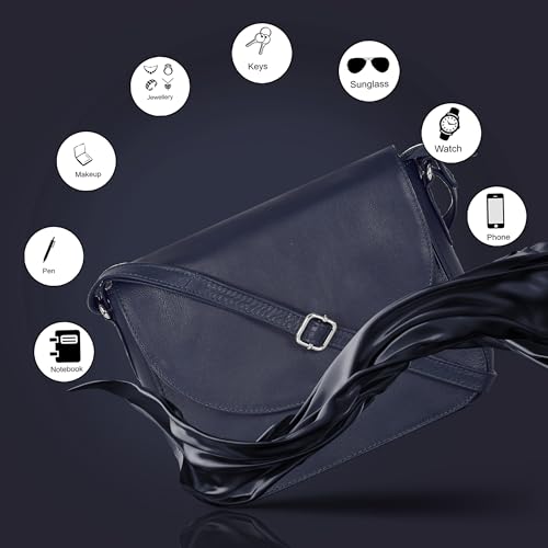 Image of Genuine Leather Shoulder Crossbody Purse For Women with Adjustable Strap, Mobile Pocket & Outside & Inside Zipper