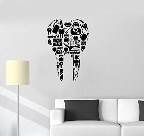 Large Vinyl Decal Tooth Dentist Tools Dentistry Dental Clinic Wall Stickers Mural (ig2705) White