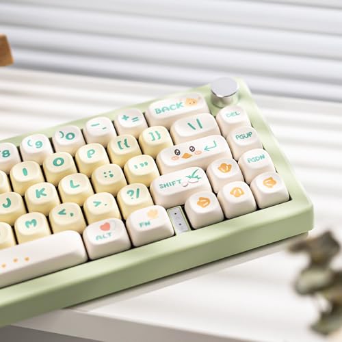 Image of MOA Profile PBT Keycap Set, Yellow White Custom Keycaps, Dye-Sublimation Cute Duck Keycaps Suitable for Most 65% 75% 100% Gateron Cherry MX Switches Mechanical Keyboard