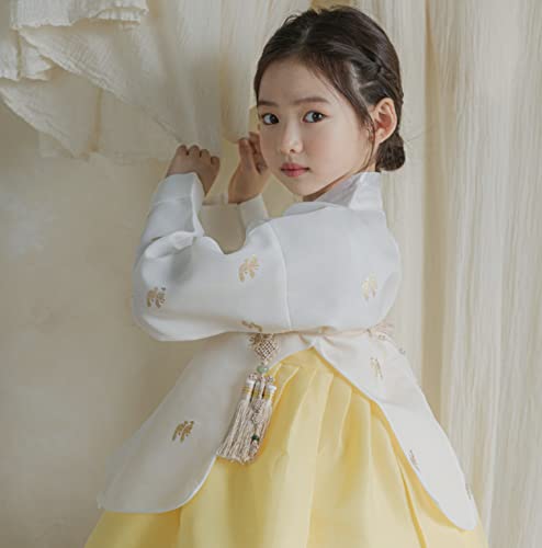 Ivory Yellow Foil Dangui Girl Hanbok for 100days~15y/o Korean Dress Baby Kids Hanbok Dol Baekil3