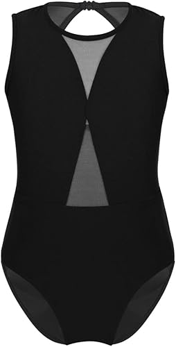 Shinsto Leotardos de ballet para niñas, malla empalme con abertura en la espalda, camisola de gimnasia, leotardo de danza