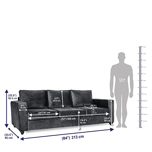 Image of Wakefit Sofa Set | 3 Year Warranty | Sofa 5 Seater, 5 Seater Sofa for Living Room, Wooden Sofa Set, Sofa Set 3+2 Seater - Napper(Fabric-Velvet : Space Grey)