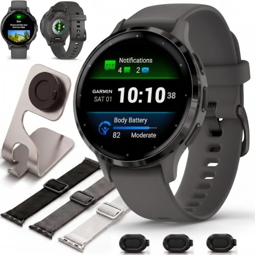 Garmin Venu 3S Health Fitness AMOLED GPS Smartwatch Bundle - image 1