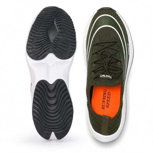 Image of Yes'No Men's Sports Shoes | Lightweight Mesh Running Shoes with Soft Cushioning & Lace-Up Design | Comfortable Slip-On Sneakers for Walking, Jogging, Gym 2 inch Curved Heel, Black