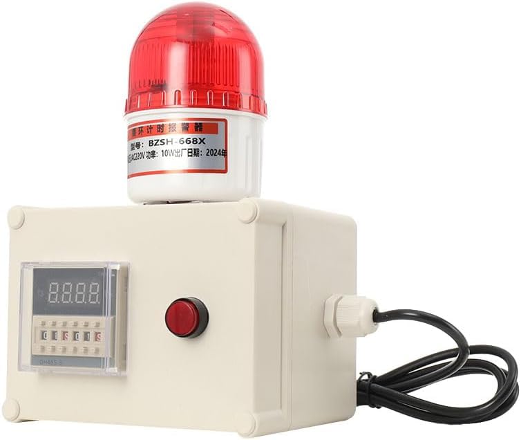 CDZHLTG Sirena Industrial de 110dB, Alarma De Sirena Industrial De Luz De Sonido con Temporización, Bocina de Alarma de Seguridad, Luz de Advertencia LED