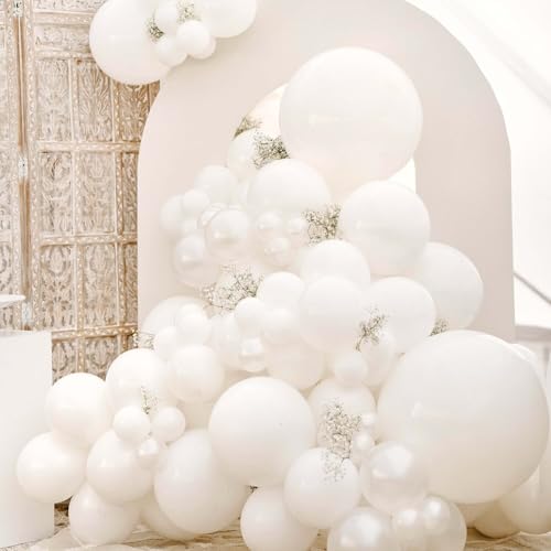 Image of White Balloons 50 pcs 12 Inch Matte White Latex Balloons for Wedding Bridal Engagement Baby Shower Gender Reveal Easter Anniversary Birthday Christmas Party Decorations