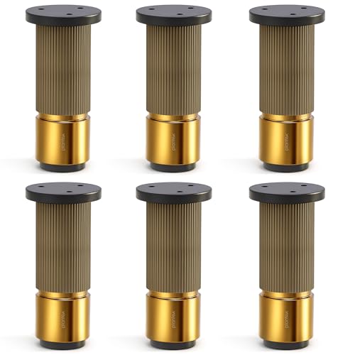 Image of Plantex 4 Inch Sofa Leg for Bed Furniture /Aluminium Sofa Leg for Table /Support Legs /Furniture Leg - Pair of 3 (6 Piece) (DTS-77, Brass Antique & Gold)