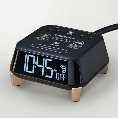 Brandstand CubieTime Zen (Latest Model) - White Noise/Sleep Sounds Alarm Clock Charger with 2 USB-C Ports 2 Power Outlets Night Light