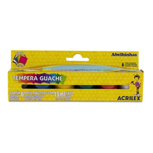 Tempera Guache 6 Cores 15ml, Acrilex, 020060000, Multicor