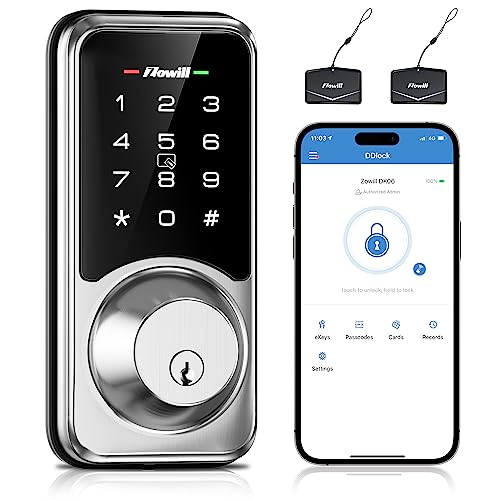 Zowill Smart Door Lock - Smart Locks for Front Door with APP Control, Auto-Locking, Easy Installation, Smart Deadbolt Compatible with Alexa and Google Assistant（Door Handle Not Included）