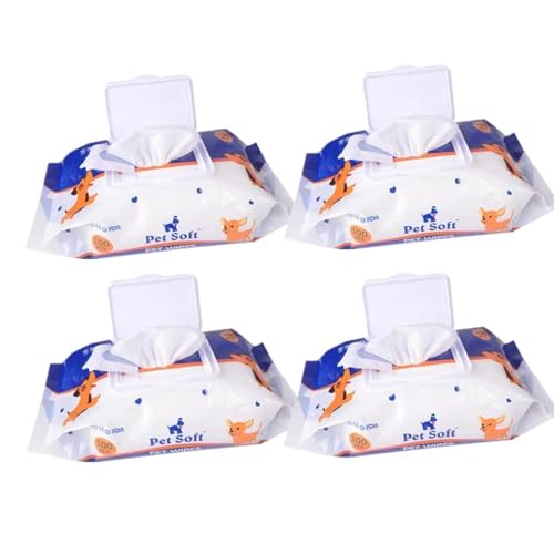 Ksaid Dog Wipes Cleaning Deodorizing Grooming Wipes Hypoallergenic Puppy Paw Wipes for Doggie Cat Face Body Bult Eye Extra Thick Strong Soft Alcohol Free 8X6 INCH (4 bag=400 pieces)