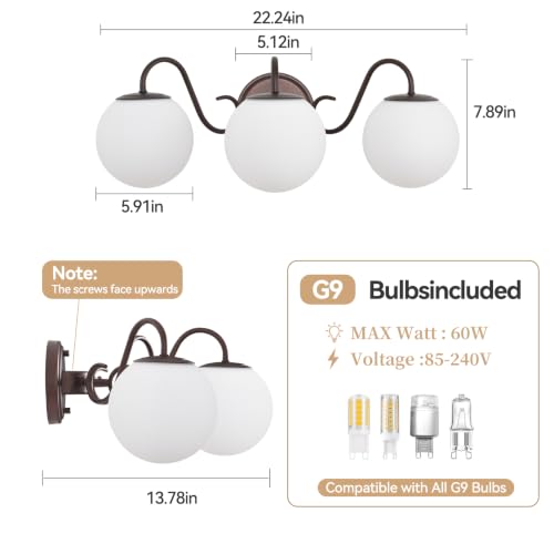 Image of Oil Rubbed Bronze Bathroom Vanity Light Fixtures Over Mirror 3 Lights