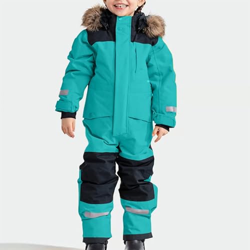 Children Ski Suit Insulated Snow Bib Overalls Thermal Warm Windproof Snowsuit With Removable (Sky Blue #4, 1-2 Years)3