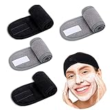 Tamaño: 4 PCS en un paquete, 2 negros y 2 grises. Estas diademas de rizo miden 23,6 pulgadas/60 cm de largo por 3,35 pulgadas/8,5 cm de ancho, talla única para la mayoría de las cabezas cómodas. Elige uno para completar tu maquillaje brillante y mantiene tu cabello limpio y alejado de la cara.