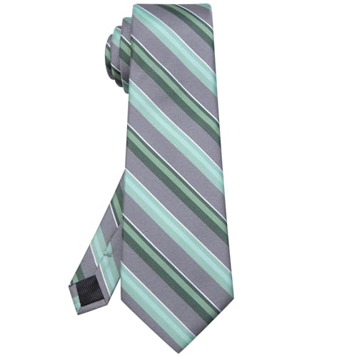 Image of Hi-Tie 63 inches Striped Paisley Extra Long Ties for Men Silk Necktie with Lapel Pin Tie Clip Big and Tall Men Formal Wedding