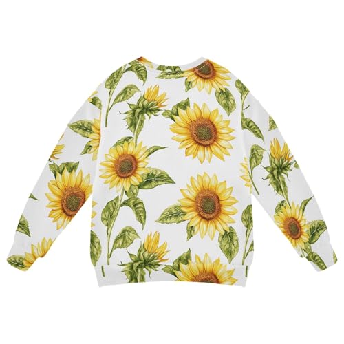 JUNZAN Retro Sunflower White Big Boys Hooded Sweatshirt Fleece Hoodies for Girls Camping 4T2