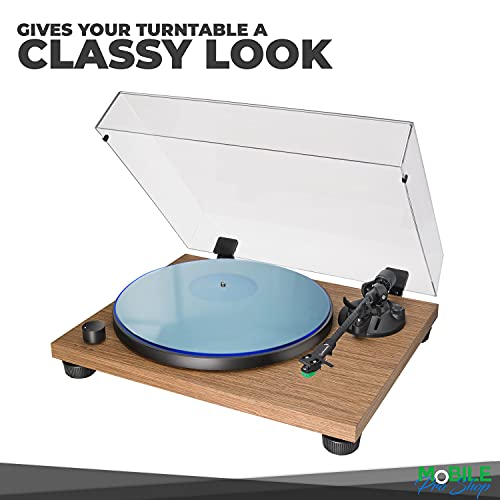Mobile Pro Shop Acrylic Turntable Mat - Acrylic Slipmat For Vinyl Lp Record Players - Improves Sound Quality & Provides Tighter Bass - Anti Static Platter Mat (Blue_Lit) #TOP1
