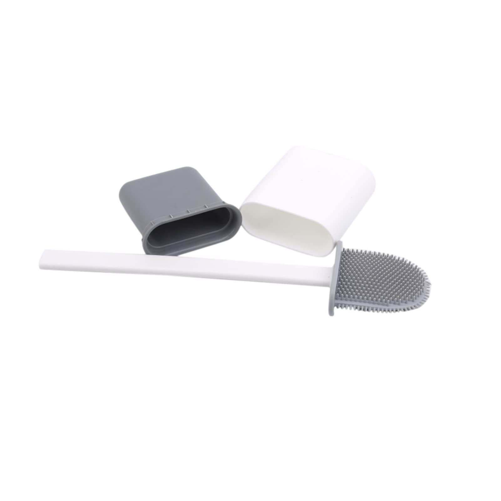 Cepillo de Inodoro de Silicona con Cabezal Plano y cerdas Suaves y Flexibles, con Soporte, Cepillo de Limpieza para WC, Accesorios, desatascador de Inodoro, Funda de Almohada de se