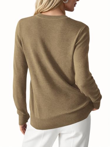 Image of GKBK Women's Wool Blend Sweaters 2026 Fall Fashion Lightweight Business Casual Outfits Long Sleeve Crew Neck Pullover Tops