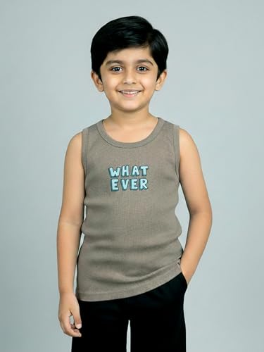 Image of KiddoPanti Boys 100% Cotton Vest Pack of 3 | Cotton 1x1 Rib Knit Sleeveless Innerwear | Soft & Breathable Kids Vest