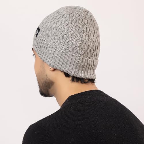Image of AMOLDO Unisex Woolen Beanie Cap | Warm Winter Hat - Zigzag Design