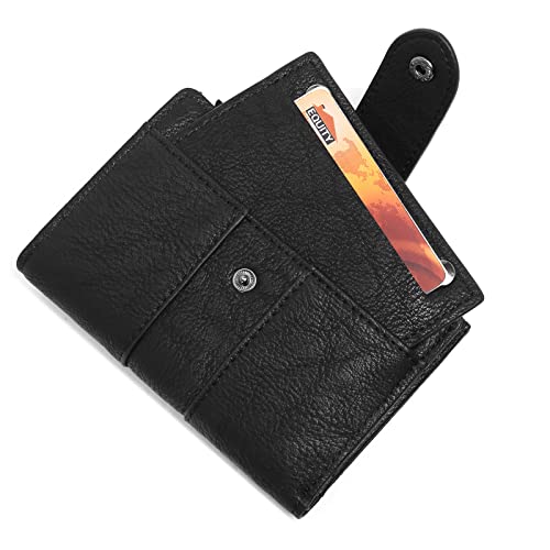 Image of CLUCI Small Wallet for Women Leather Slim Womens Wallet Bifold Multi Card Holder Organizer Designer with Removable ID Window, 1 Black, small, Bifold Wallet