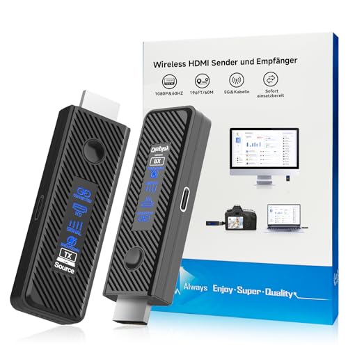 MOMAN HDMI Wireless 4K Decoding Wireless HDMI Transmitter and Receiver 196FT Funkübertragung Stabile Verbindung 2,4G+5G übertragung Plug & Play für Laptop/PC/Kamera zu TV/Monitor