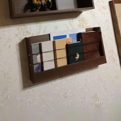 Porte-documents mural en bois brun au design raffiné - 3