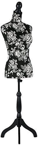 iKayaa Maniquí Busto de Mujer con Trípode de Madera de Pie Perchero de Vestido Patrón Opcional