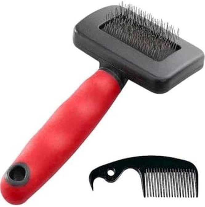 Ferplast Carding brush for dogs and cats GRO 5944, Hair remover comb included, Ideal for medium and long haired animals, 16 x 9,8 x h 3,3 cm