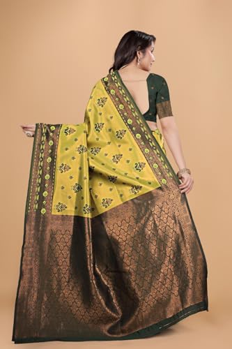 Image of Traditional Banarasi Silk 5.50 Meter Saree With 0.8 Meter Unstitched Blouse Piece For Wedding, Family Function, Festival And Special Occasion