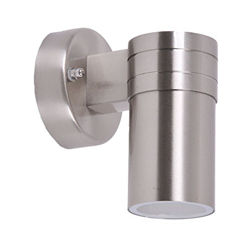 BRILLIANT Lampe Hanni LED Au&szlig;enwandleuchte 1flg edelstahl | 1x LED-PAR51, GU10, 3W LED-Reflektorlampe inklusive, (250lm, 3000K) | IP-Schutzart: 44 - spritzwassergesch&uuml;tzt