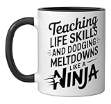 Funny Work Office Teaching Life Skills Ninja Ceramic Mug, Black/White