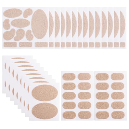 24 Sheets Moleskin Anti-Blister for Shoes, Self-Adhesive Mole Skin Patches for Blisters, Toes, Shoes, Heel Friction-Reducing Padding (190 Pieces Total)