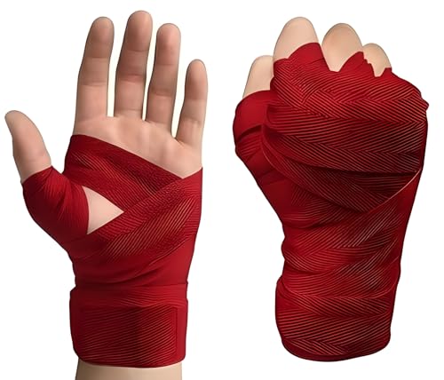 Image of Blue Gym Hand Wrap Gloves for Workout and Weight Lifting, 5 Feet Long, 2 Inches Wide, 1 Pair (Red)