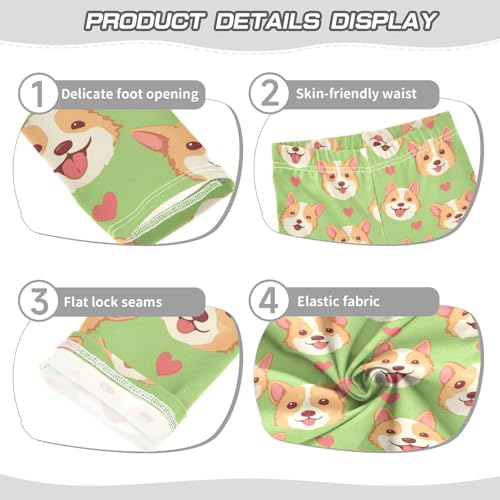 Cute Dog Head Girls' Leggings Toddler Doodles Pink Love Heart Kids Yoga Pants Dance Active Tights 4T3