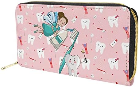 Dolyues Black Cartoon Elephant Family Print Women Pu Leather Wallet Purse Fashion Credit Card Holder Long Zipper Cash Bags Clutch with Coin Pocket