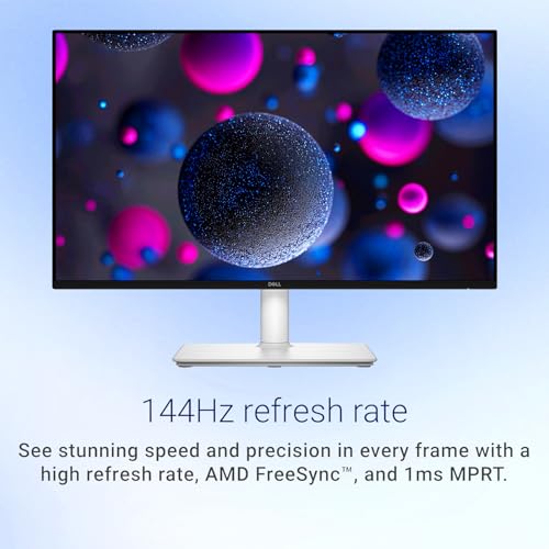 Image of Dell 24 inch FHD Monitor, 1080p IPS Display, 144Hz Refresh Rate, 1ms, AMD FreeSync, Dual 3W Built-in Speakers, 99% sRGB, Fully Adjustable Stand with Height /Tilt /Pivot /Swivel, Ash White