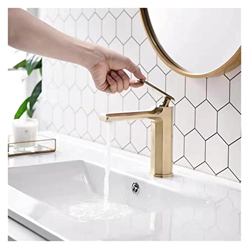 Mitigeur d'eau robinet en laiton or brossé monocommande basse - 6