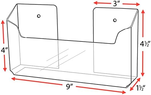 Miniatura 2 de Soporte para folleto de literatura de archivo de montaje en pared, transparente (9 pulgadas de ancho - 4 pulgadas de alto)