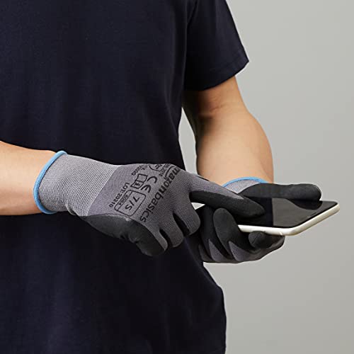 Image of Amazon Basics Micro-Foam Nitrile Coated Safety Work Gloves, Nylon Liner Fiber, Touch Screen Compatible, Grey, Size 7 (S), 6-Pack