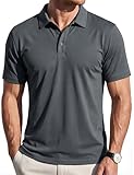 EKLENTSON Polohemd Herren Kurzärmelig Golf Tennis Sportshirt Kühlend Sommer Polo Tshirt Baumwolle Dunkelgrau XXL