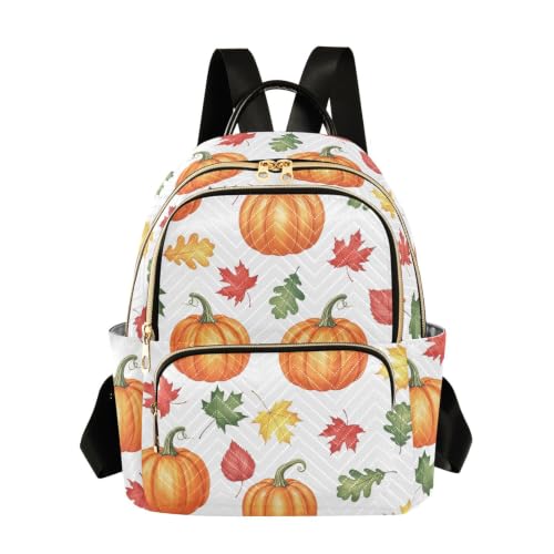 Sac à dos en polyester aquarelle automne citrouille blanche taille medium pour femme