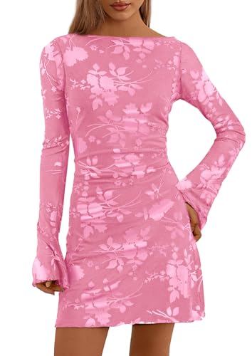 Image of PRETTYGARDEN Women's Fall Floral Long Sleeve Mini Dress