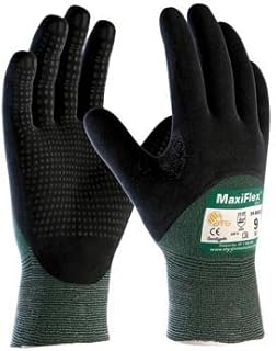 Protective Industrial Products MaxiFlex Cut By ATG Engineered Yarn Cut Resistant Gloves With Continuous Knitwrist, Dotted Palm And Fingers And Reinforced Thumb Crotch Medium Green Black