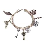 YAZILIND Steampunk Style Bracelet Personalized Vintage Gear Key Pendant Bracelets Bangle