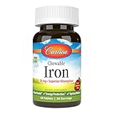 Carlson - Chewable Iron, 30 mg, Superior Absorption, Blood Health, Energy Production & Optimal Wellness, Natural Strawberry Flavor, 60 Tablets