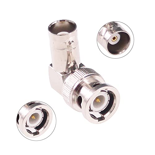 Conector adaptador BNC macho a hembra ángulo recto RF miniatura 3